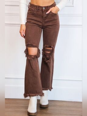 NWT - Risen Hailey Straight Distressed Jeans in Expresso Women's Size 31